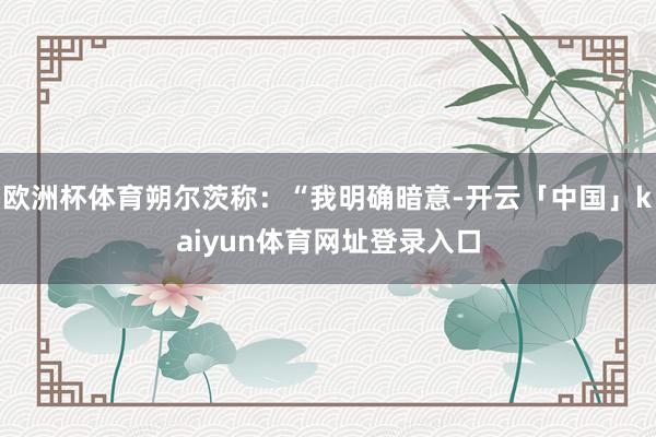 欧洲杯体育朔尔茨称：“我明确暗意-开云「中国」kaiyun体育网址登录入口